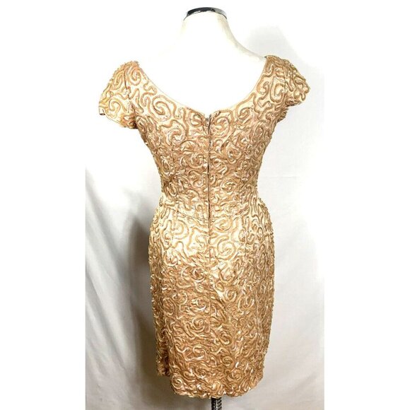 Emma Domb Dress Sz S/M Light Copper Sequin Embellished Midi Party Union Made - Picture 5 of 7